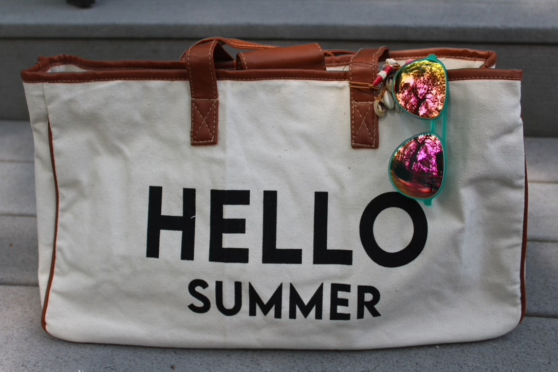 Hello Summer - Large Cotton Tote Bag