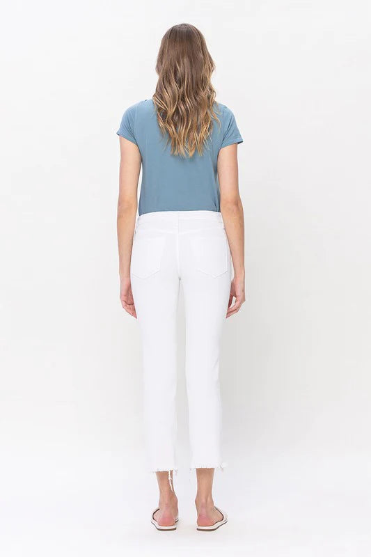 Vervet White Mid Rise Slim Straight Jeans by Flying Monkey