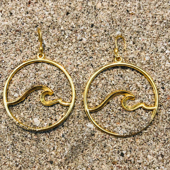 Nosara Medium Wave Hoops - Gold Plated Bronze, designed by Jen Stones
