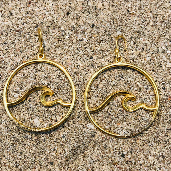Nosara Medium Wave Hoops - Gold Plated Bronze, designed by Jen Stones