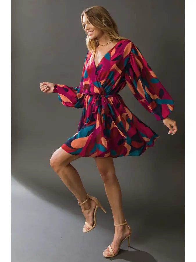 Fun Flirty Magenta Printed Woven Mini Dress - Flying Tomato