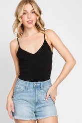 Final Touch - Spaghetti Strap Bodysuit - Blue Steel, Denim Blue, and Black