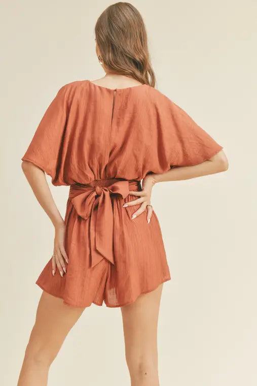 Fun Pleated Romper - Pecan