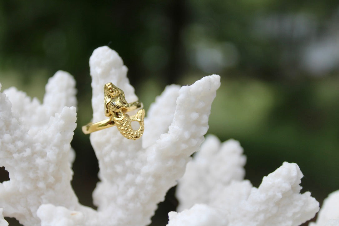 Gold Plated Bronze Mermaid Ring by Jen Stones