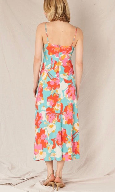En Creme Tropical Print Midi Dress
