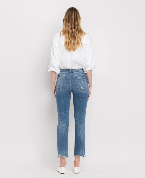 Flying Monkey High Rise Distressed Hem Slim Straight