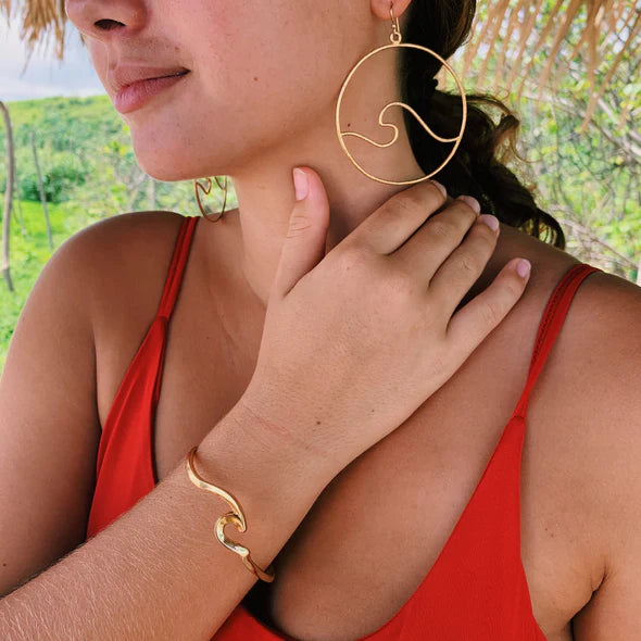 Gold Plated Wave Bangle by Jen Stones