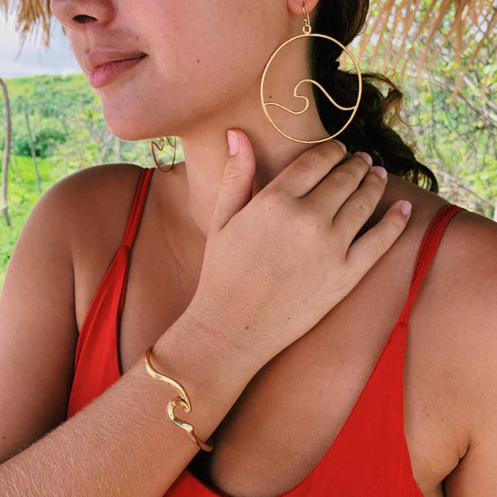 Gold Plated Wave Bangle by Jen Stones