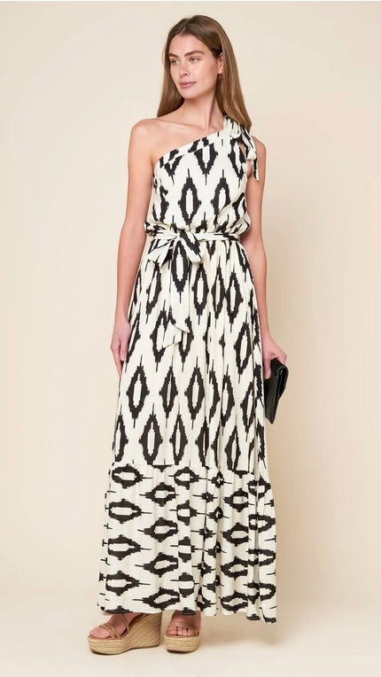 Black & White A Printed Woven Maxi Dress