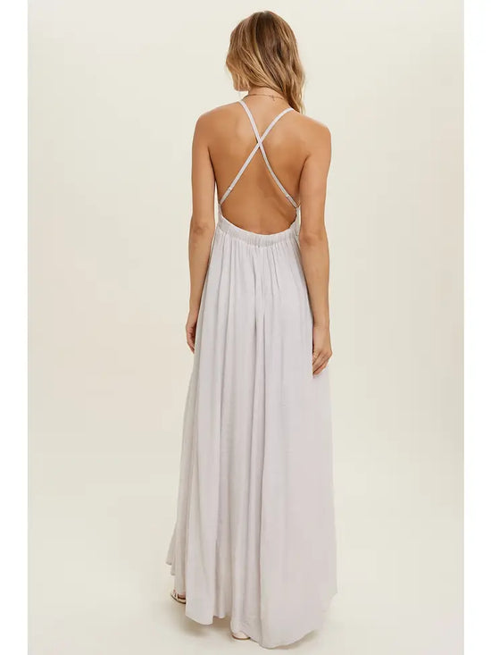 Beautiful Champagne Flowy Maxi Dress