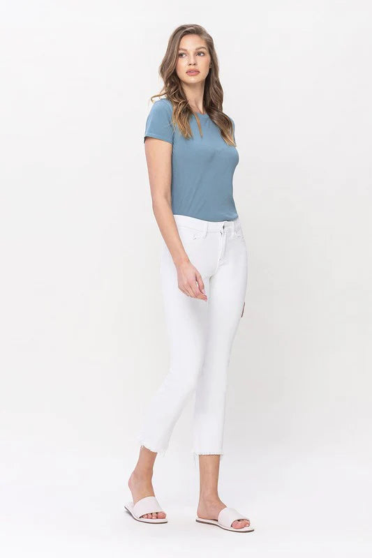 Vervet White Mid Rise Slim Straight Jeans by Flying Monkey