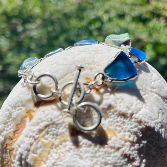 Ocean Bliss Sea Glass Link Bracelet by Jen Stones