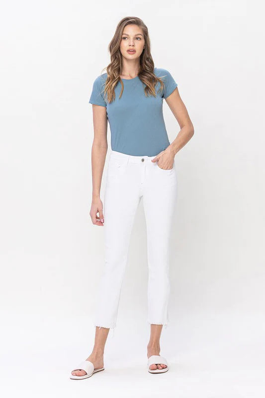 Vervet White Mid Rise Slim Straight Jeans by Flying Monkey