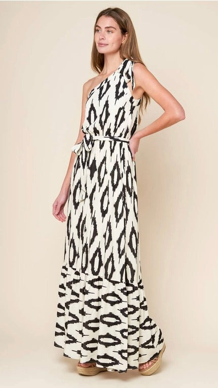 Black & White A Printed Woven Maxi Dress