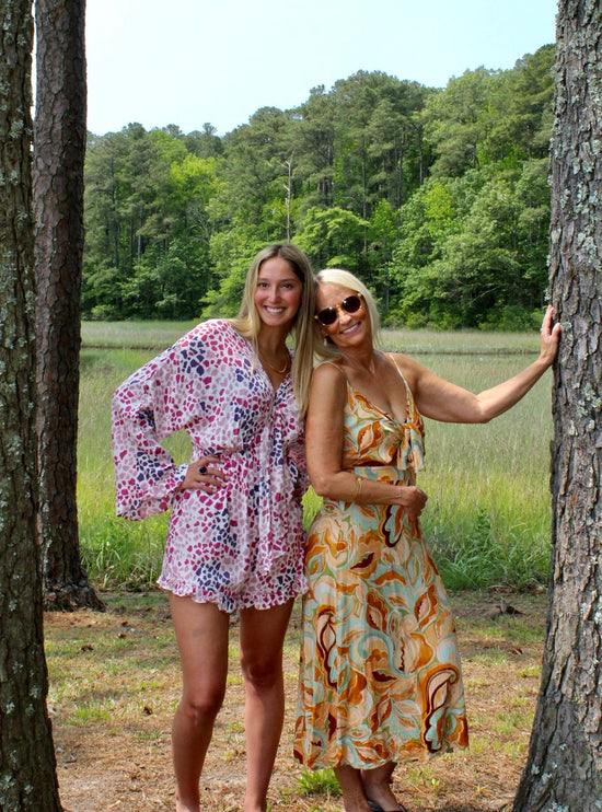 Apricot Olive Floral Print Midi Dress