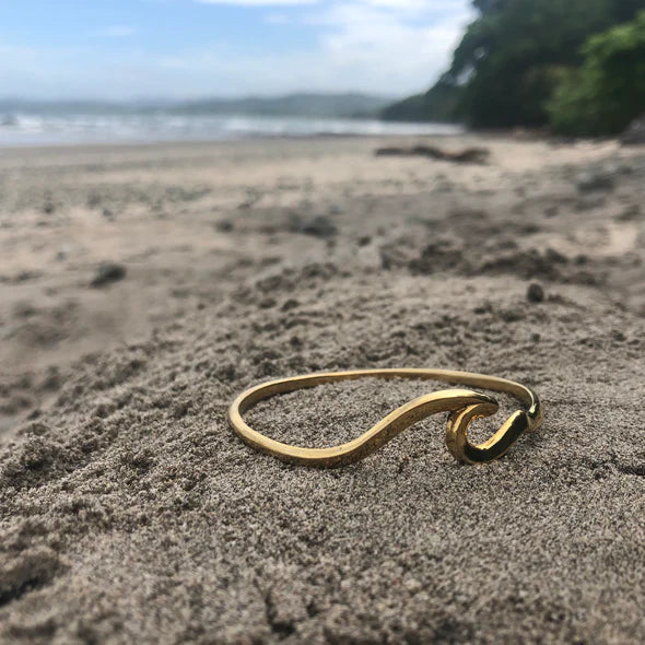 Gold Plated Wave Bangle by Jen Stones