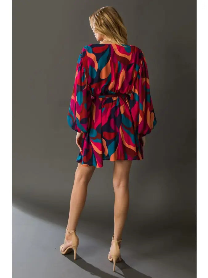 Fun Flirty Magenta Printed Woven Mini Dress - Flying Tomato