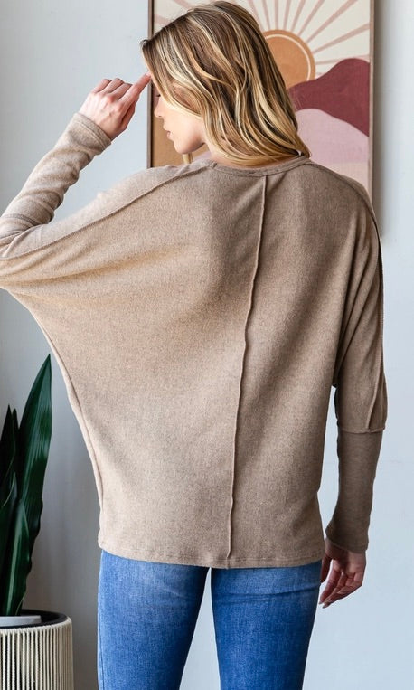 Women's Beige Elegant Cozy Dolman Sweater
