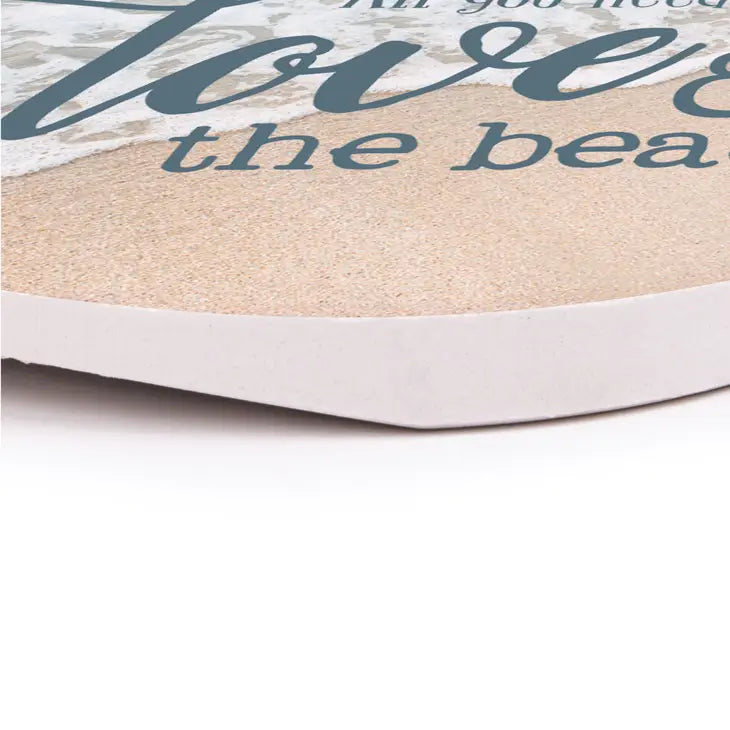 All You Need Is Love & The Beach Ceramic Car Coaster