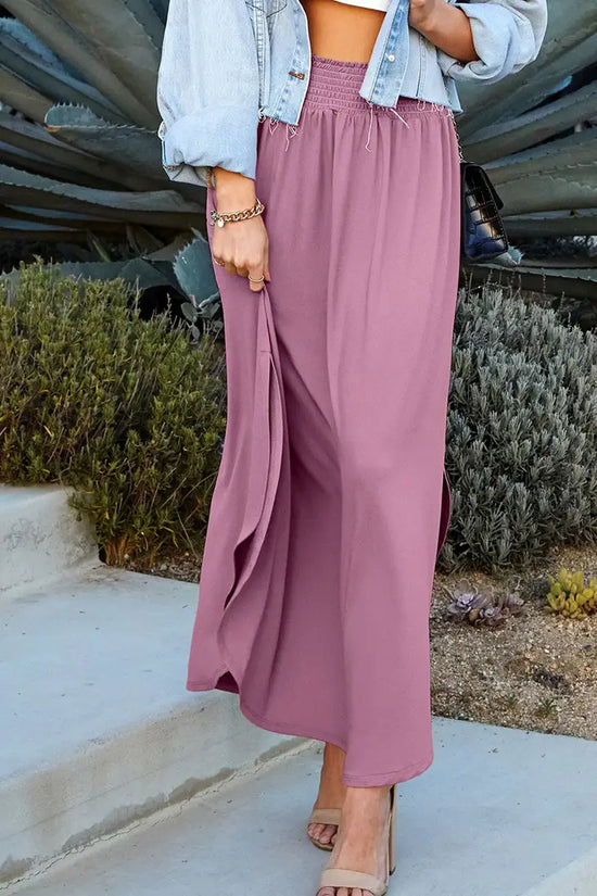 Mauve Waist Maxi Skirt with Side Pockets