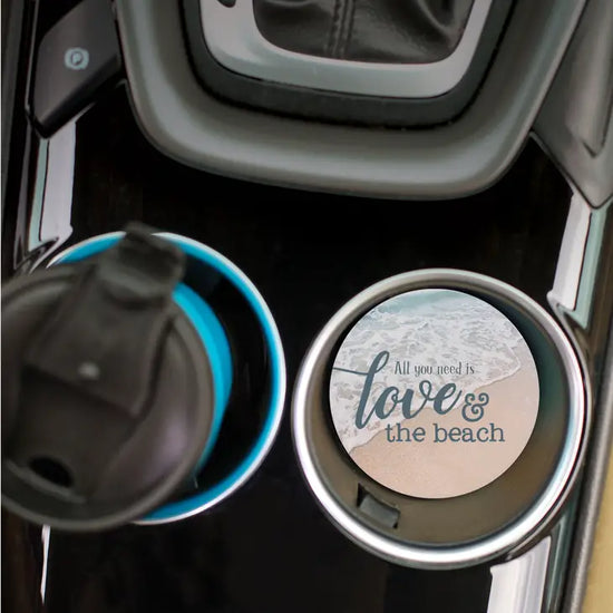 All You Need Is Love & The Beach Ceramic Car Coaster