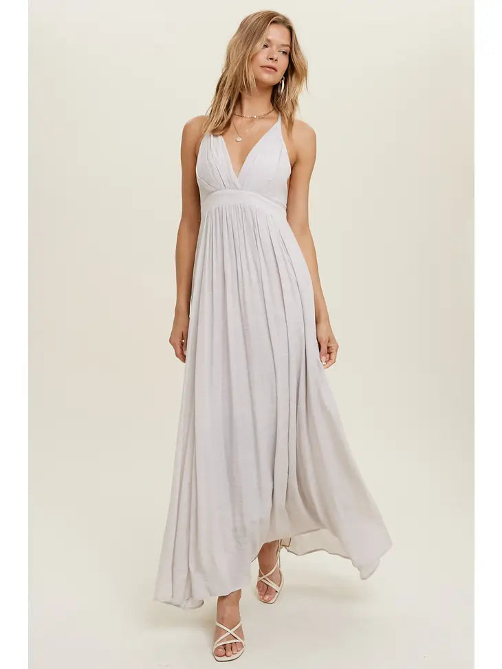Beautiful Champagne Flowy Maxi Dress