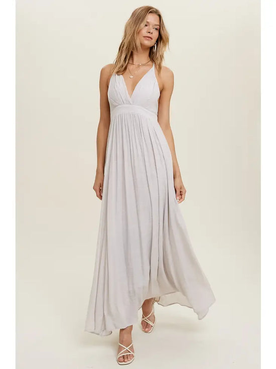 Beautiful Champagne Flowy Maxi Dress