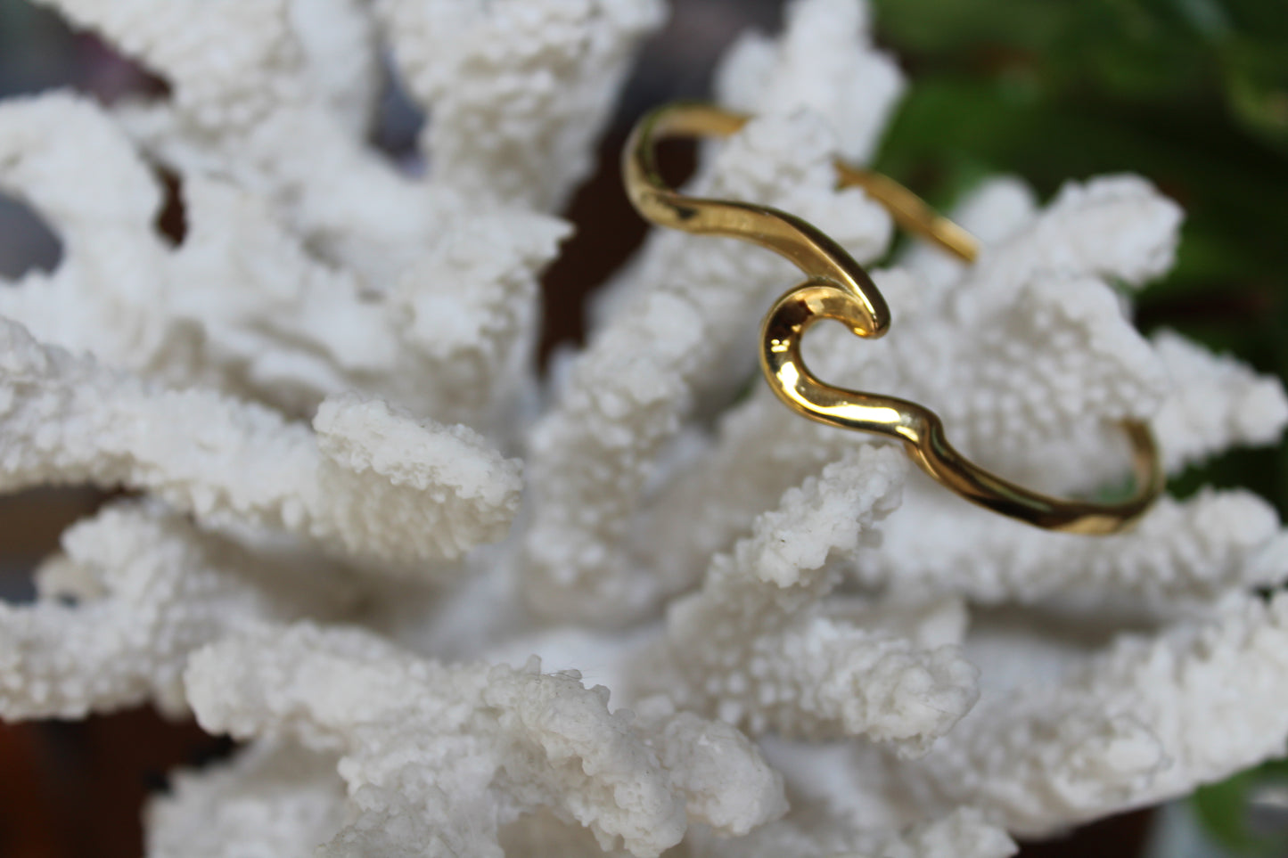 Gold Plated Wave Bangle by Jen Stones