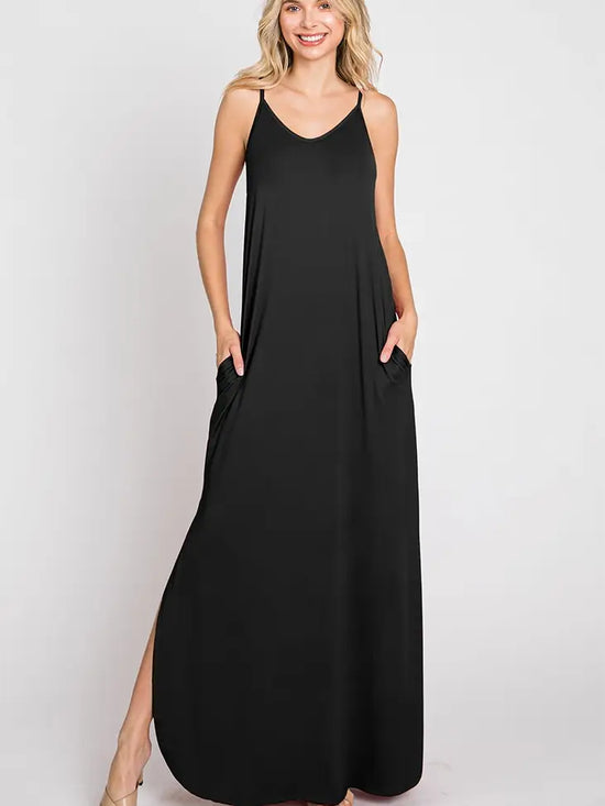 Cami Maxi Dress w/ Pockets - Cranberry
