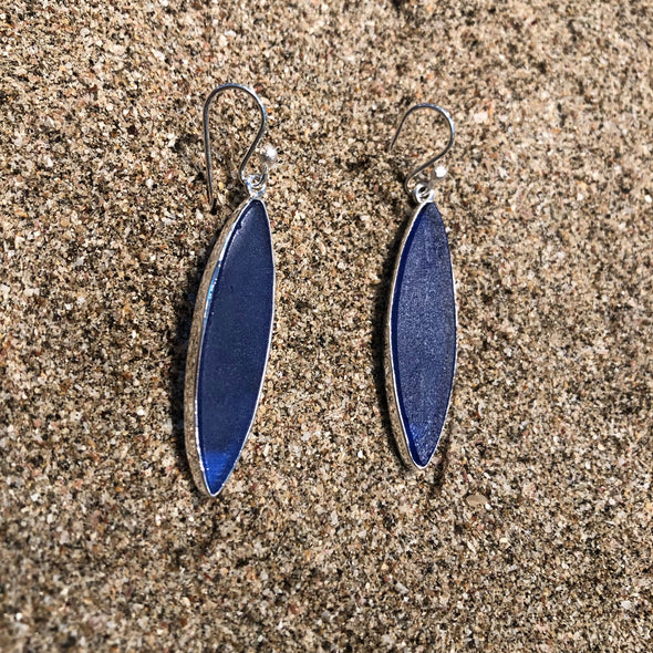 Surf Board Earrings Green Sea Glass by Jen Stones