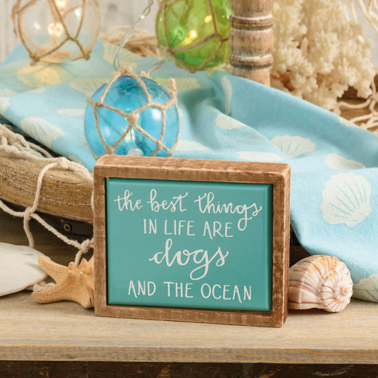 Best Things Are Dogs And The Ocean Box Sign Mini