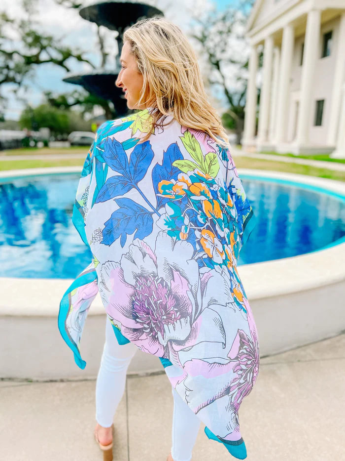 Malone Turquoise Printed Kimono