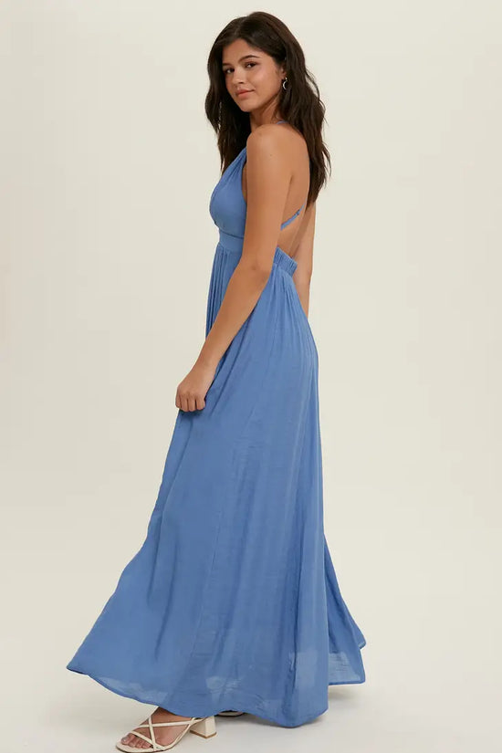 Beautiful Blue Flowy Maxi Dress