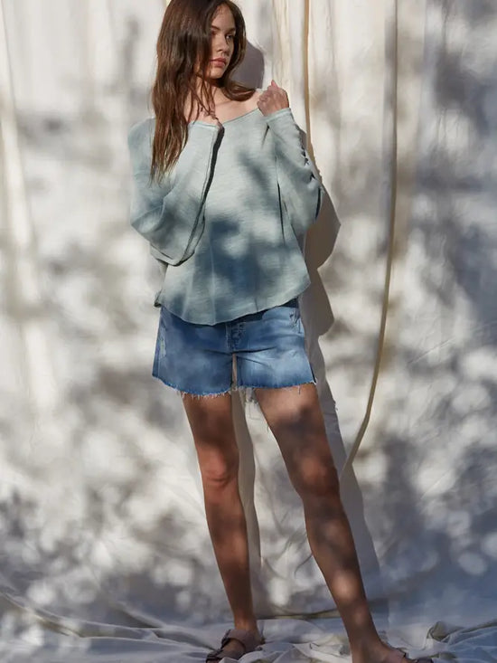 Knit Hacci Dusty Sage Long Sleeve Oversized Back Strap