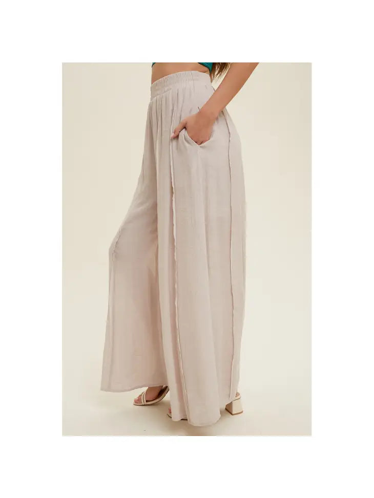 Comfy Wide Leg Pants - Champagne