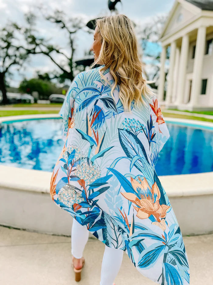 Manley Blue Multi Printed Kimono