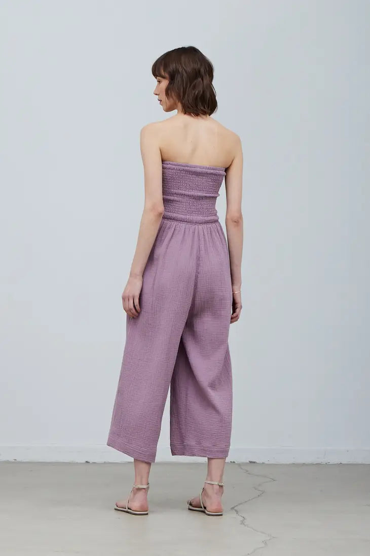 Fun Lilac Tie Front Gauze Soft Jumpsuit