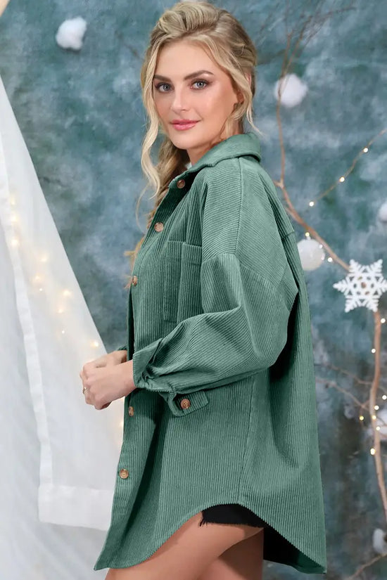 NINEXIS - Fun Loose Fit Corduroy Shirt Jacket