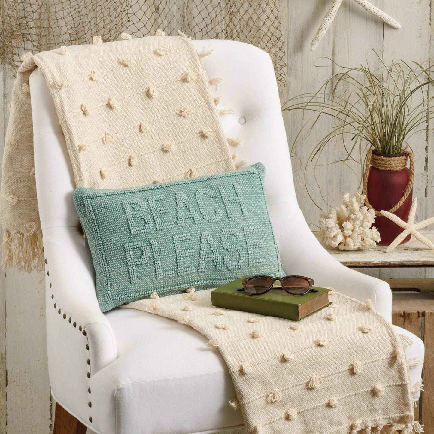 Beach Please Pillow - Sea Foam Green