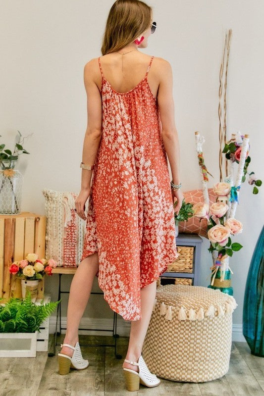 Beachy Floral V-Neck Midi Dress