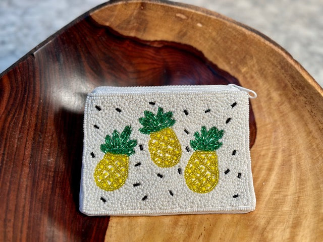 Coin Purse - Beaded "PINEAPPLE" Beaded Pouch