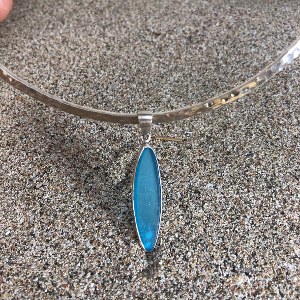 Surf Board Pendant Cobalt Blue Sea Glass by Jen Stones