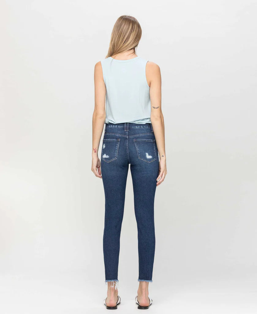 VERVET Mid Rise Distressed Uneven Frayed Hem - EXCUSES