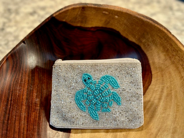 Coin Purse - Beaded "TURTLE" Coin Pouch