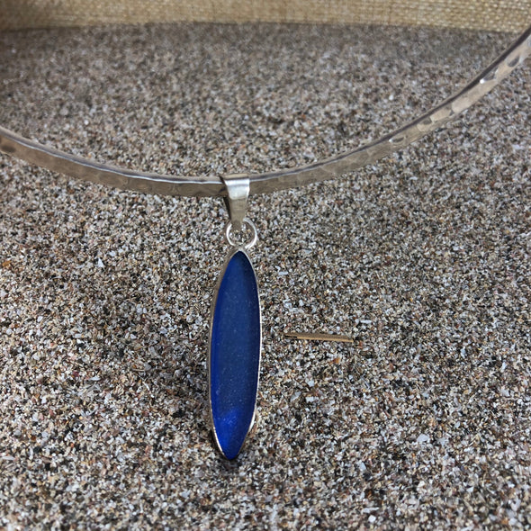Surf Board Pendant Cobalt Blue Sea Glass by Jen Stones