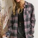 ADORA LA Fun Cozy Boyfriend Plaid Flannel Shirt