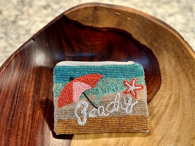 Coin Purse - Beaded "BEACHY" Coin Pouch