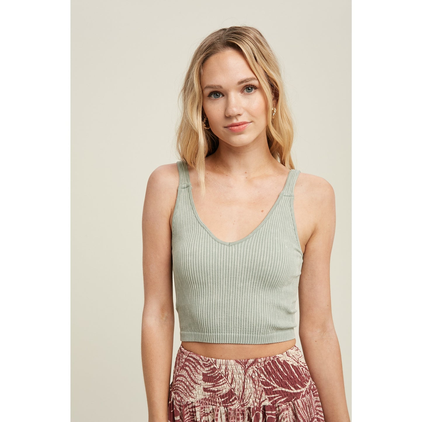 Seamless Ribbed Bralette - Colors - Charcoal, Sage, Mineral Blue, Red Barn, Green