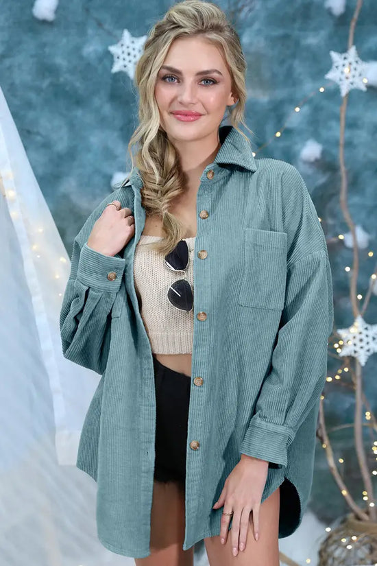 NINEXIS - Fun Loose Fit Corduroy Shirt Jacket